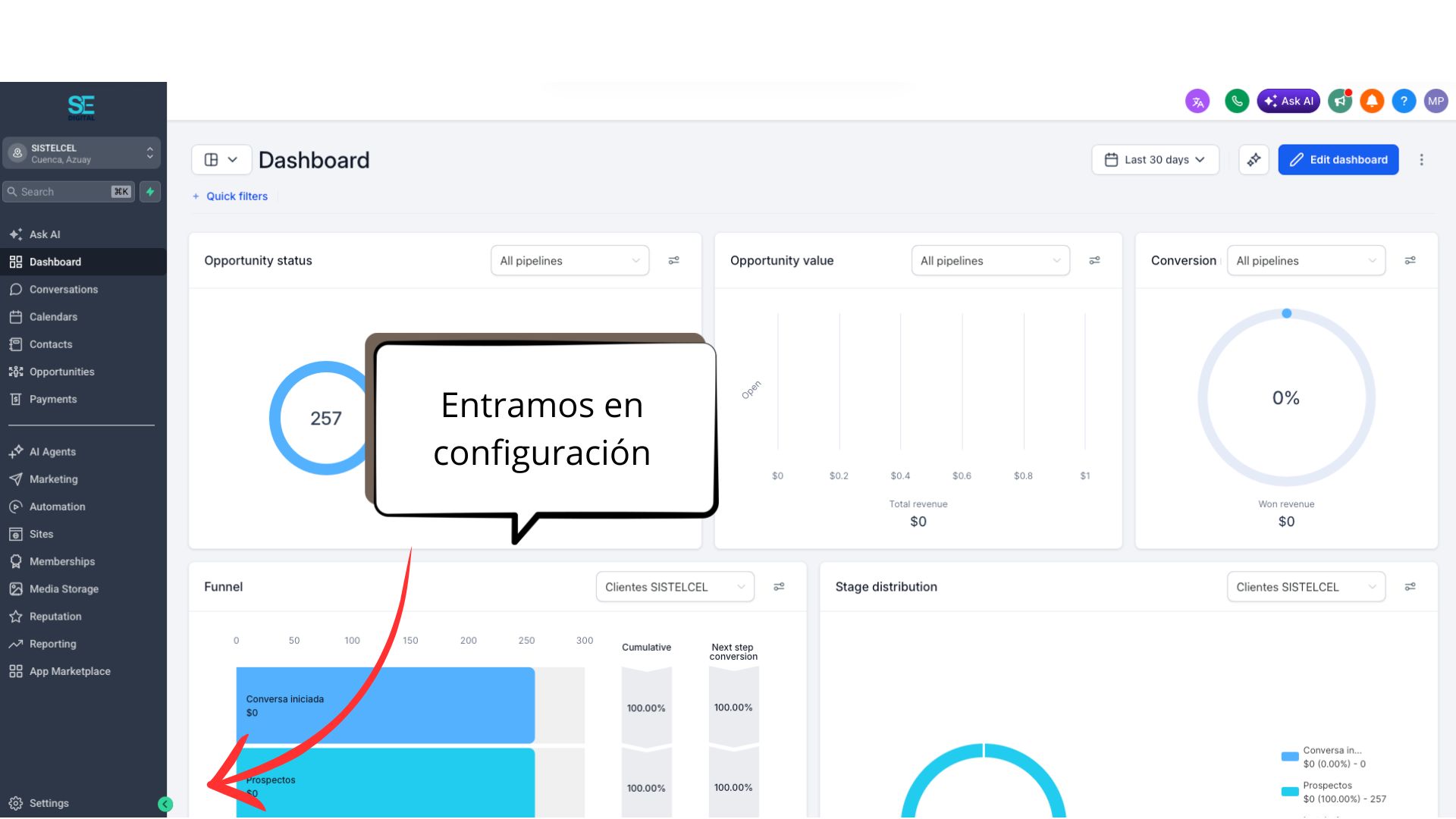Entramos en configuración
